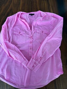 J. Crew Pink Long-Sleeve Button Henley Shirt